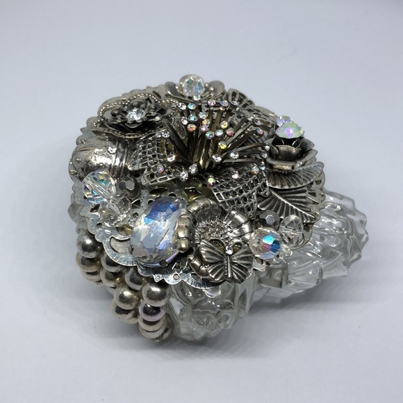 UPCYCLED handmade antique silver to statement bracelet flower - Picture 1 of 4
